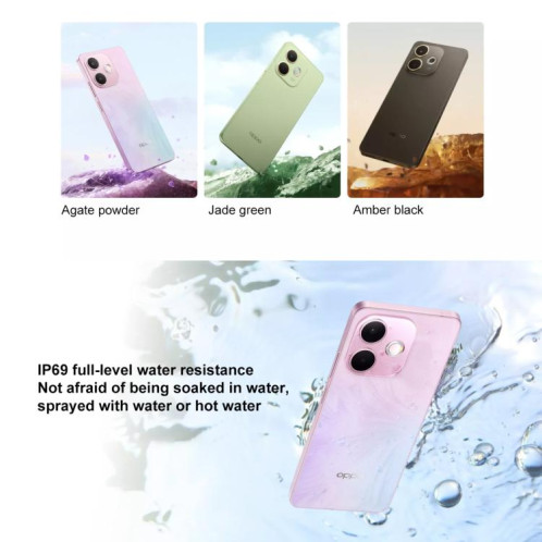 OPPO A5 Vitality 5G, 12 Go + 256 Go, lecteur d'empreintes digitales latéral, 6,67 pouces, ColorOS 15.0, MediaTek Dimensity 6300 Octa Core, OTG, réseau : 5G (vert) SO571G905-018
